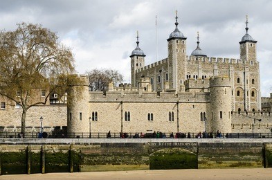 the historic castle tower of london with a view of the traitors gate, uk