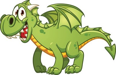 cute cartoon green dragon.