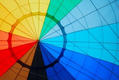multi colored hot air balloon view from inside