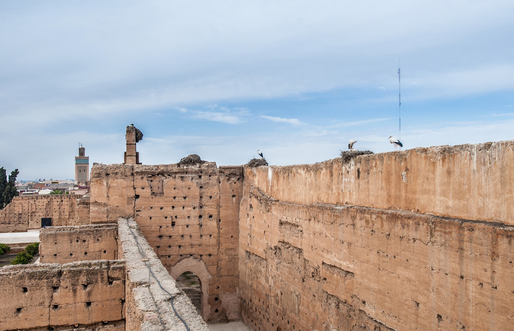 el badi palace guest houses ruins at marrakech, morocco