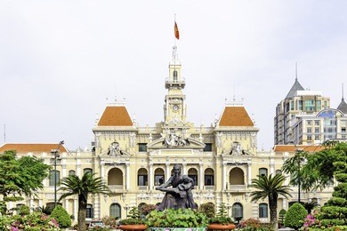 ho chi minh city hall in ho chi minh city, vietnam. it is known as ho chi minh city people's committee head office and was built in 1902-1908.