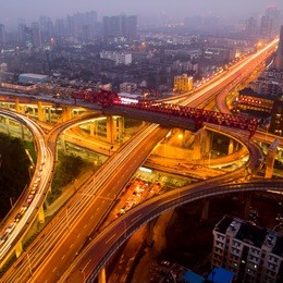 a road junction at evening in changsha ,china