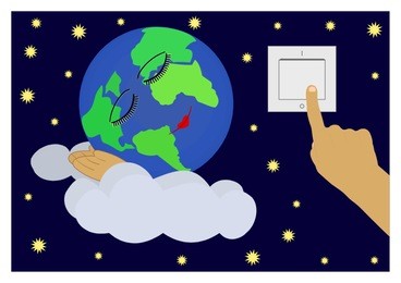 
vector illustration of earth hour - movement, that encouraging all to turn off lights for 60 minutes