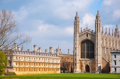 king's college chapel in cambridge seen from the backs. erected in 1532-36, the chapel is one of the finest examples of late gothic english architecture.