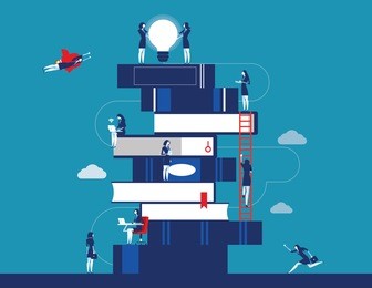 people and book. business person for learning to success. concept business vector illustration. flat character design.