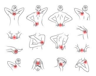 pain vector set, woman body parts