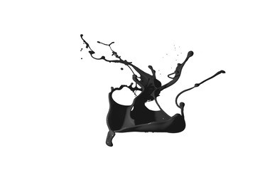 
black paint splash isolated on white background.