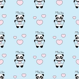 seamless baby pattern with cute pandas and hearts. best choice for cards, invitations, printing, party packs, blog backgrounds, paper craft, party invitations, digital scrapbooking.