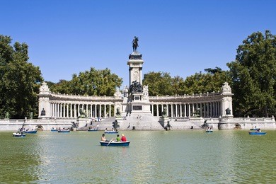 monument to alfonso xii in the parque del buen retiro "park of the pleasant retreat" in madrid, spain