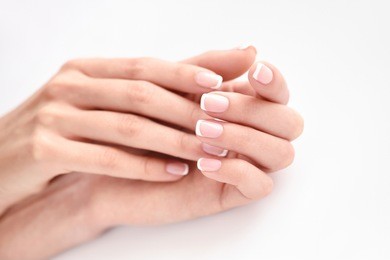 beautiful woman hands with french manicure