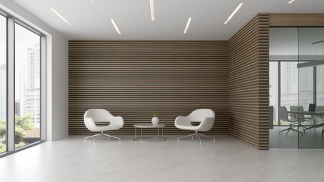 interior of reception and meeting room 3d illustration