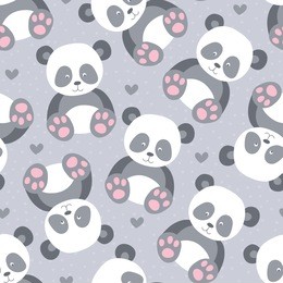 seamless cute panda animal pattern vector illustration