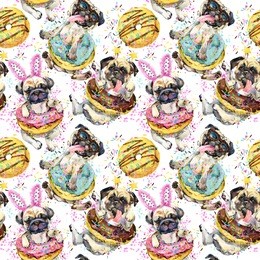 cute little dog watercolor seamless pattern