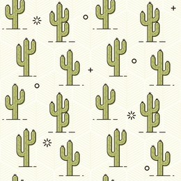 cactus pattern - seamless trendy pattern design with green cactus illustrations