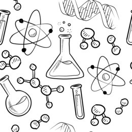doodle style seamless science or laborator background illustration in vector format