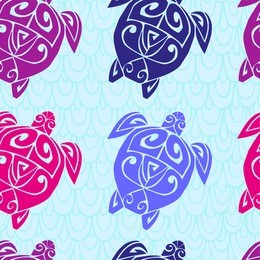 seamless pattern with sea turtle in the maori style 