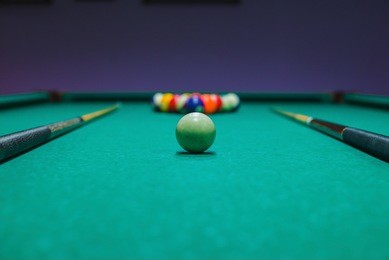 billiard layers are set up by the pyramid on a billiard table