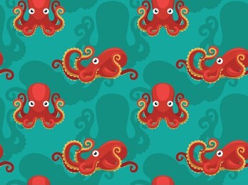 octopus cartoon cute background seamless wallpaper
