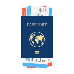 international passport with tickets. air travel concept. vector illustration.