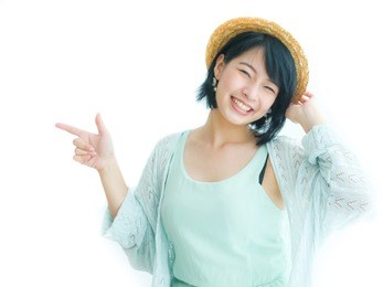 portrait young beutiful asian woman happy smile mood on isolated white background