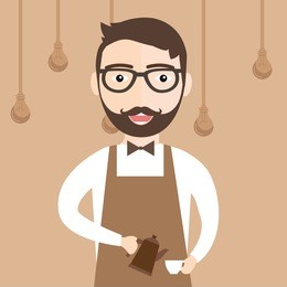 barista is making coffee in cafe.vector illustration design, restaurant, food and beverage