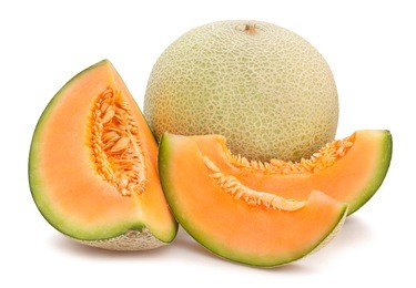 sliced cantaloupe melon path isolated