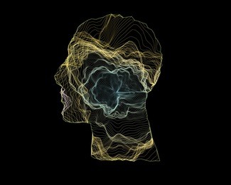 human head with generative curve line. concept of artificial intelligence, ai, deep learning. vector