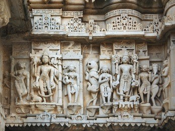 detail of the jagdish temple in udaipur (india)