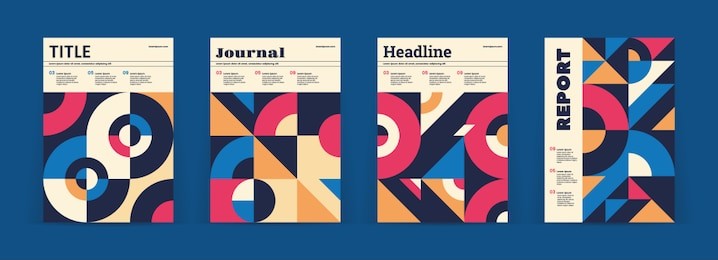 set of geometric covers. collection of cool vintage covers. abstract shapes compositions. vector.