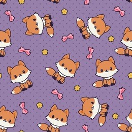 kawaii foxes seamless vector pattern/wallpaper. 