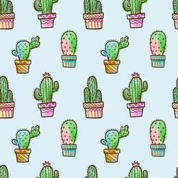 cactus seamless pattern, succulent seamless pattern 