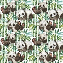 cute panda watercolor seamless pattern