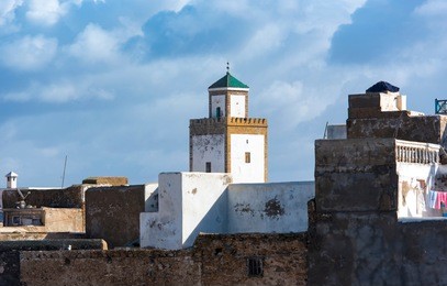 panoramic view of old medina district in essaouira, morocco 