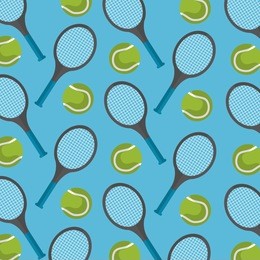 seamless pattern tennis ball and racket desing