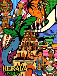 vector design of colorful culutral display of state kerala in india