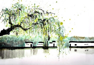 chinese traditional distinguished gorgeous decorative hand-painted ink landscape