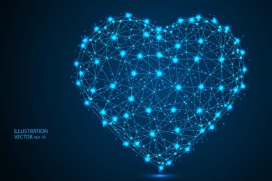 abstract polygonal heart. valentine's day. consists of points, lines, in the form of a starry sky. vector eps 10.