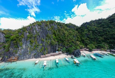 seven commando's beach from top el nido, philippines 2017 december