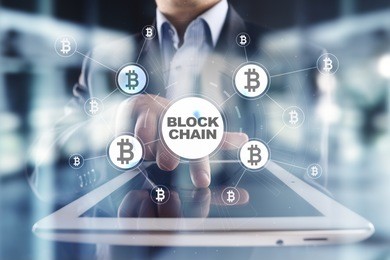 blockchain technology concept. internet money transfer. cryptocurrency.