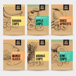 beautiful vector hand drawn healthy snack card set. detailed trendy style images. modern sketch elements collection for packaging design.