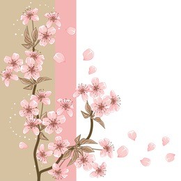 cherry tree (card with stylized vector blossom)
