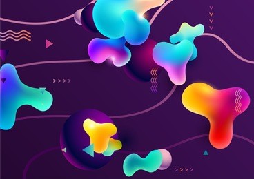 abstract background with balls and liquid colored spots