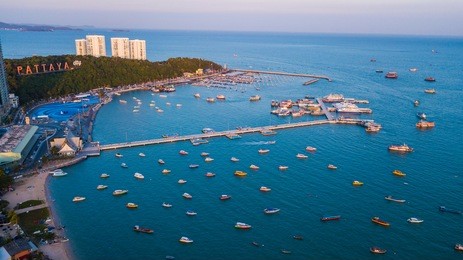 aerial view of  sea  in pattaya , thailand .