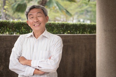 happy smiling confident content senior man portrait