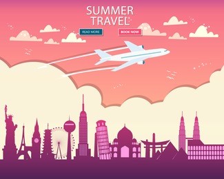 travel to world. vacation. trip to world. tourism. travel banner. travelling illustration. colorful modern flat design. eps 10.