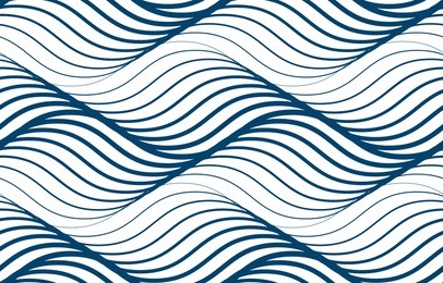 water waves seamless pattern, vector curve lines abstract repeat tiling background, blue colored rhythmic waves.