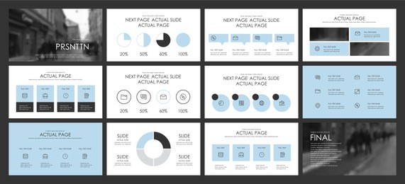 this template is the best as a business presentation, used in marketing and advertising, flyer and banner, the annual report. blue and black elements on a dark grey background

