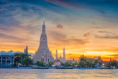 bangkok, the ancient temple at twilight (chaophraya river, thailand)