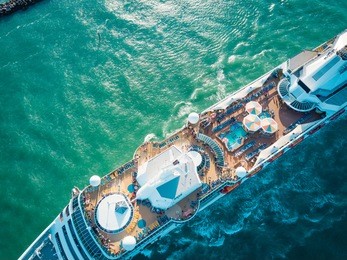 aerial view to cruise ships in miami, florida