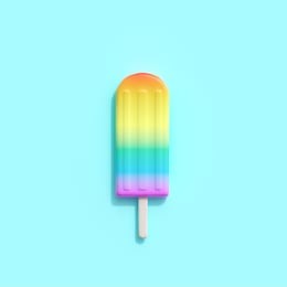 rainbow an ice cream on blue background. minimal creative idea.